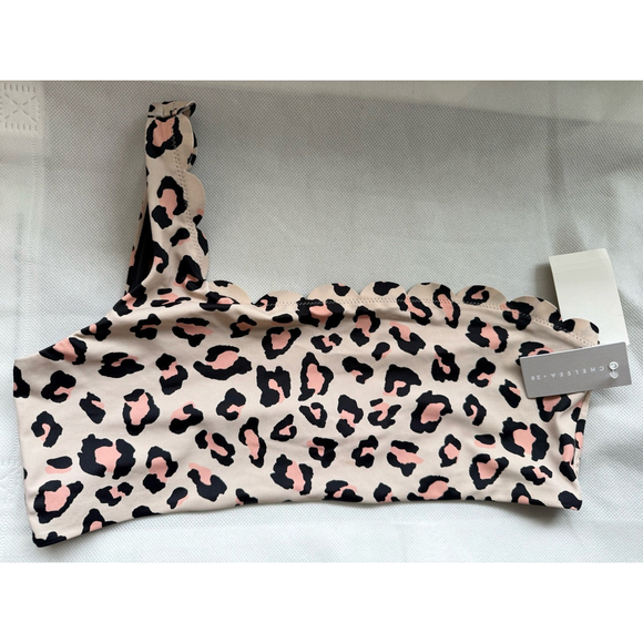 NWT Nordstrom Chelsea One Shoulder Leopard Bikini Top size Large - Picture 2 of 8